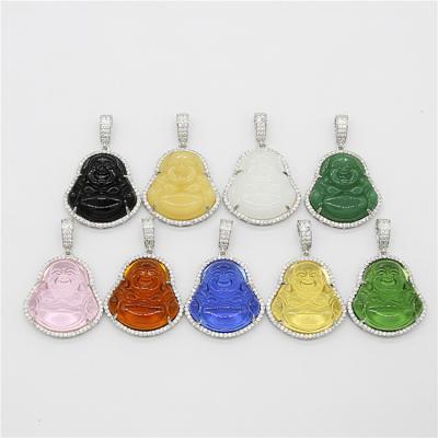 China Hip Hop New Arrival Hip Hop Zircon Jade Pendant Necklace Women Men Buddha Jade Necklace for sale