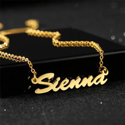 China TRENDY Custom Gold Plated Name Necklace Jewelry Personalized Cursive Name Necklace for sale