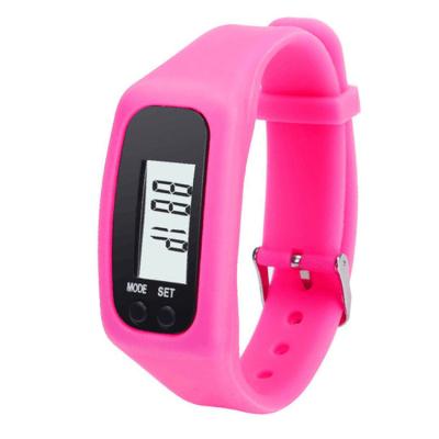 China Cheap Day/Date Watch Shape Waterproof Step Calorie Counting 2d Silicone Pedometer LCD Sports Digital Watches for sale