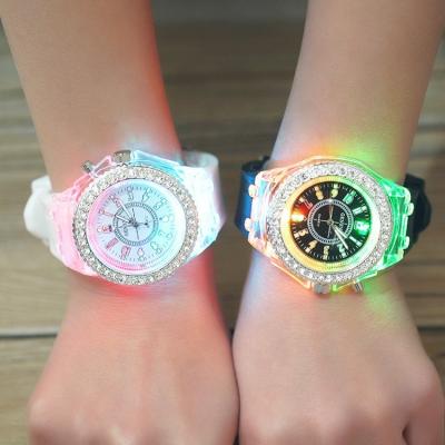 China Wholesale Light Up Watches Digital Luxury Luminous Colorful Silicone Student Chronograph 2022 Student Sport LED Quartz Flashing Watch for sale