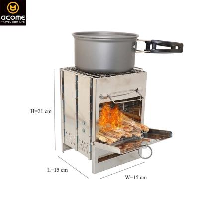 China High Quality Adjustable Lightweight Portable BBQ Wood Burning Charcoal Size ACOME Camping Stove Outdoor Grill for sale