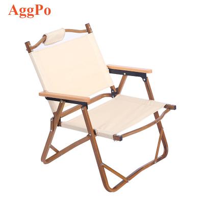 China Wooden multifunctional portable outdoor grain aluminum alloy folding easy free installation storage chair camping barbecue fishing chair for sale