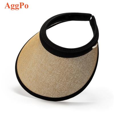 China Women empty straw top hat summer character sun protection portable umbrella hat wild wide brim UV braided outdoor riding for sale