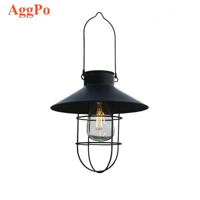 China Hanging Berger Hook Large Retro Tungsten LED Garden Light Iron Solar Disc Lantern Garden Terrace Outdoor Decoration for sale