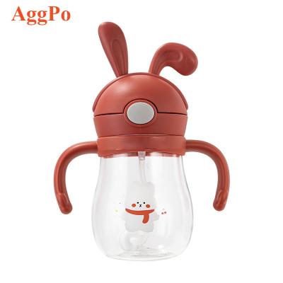 China BPA Free Baby Straw Learning Drinking Cup Tritan With Handle To Take Out Portable Duck Mouth Cup Dual Use Drinking Bottle for sale