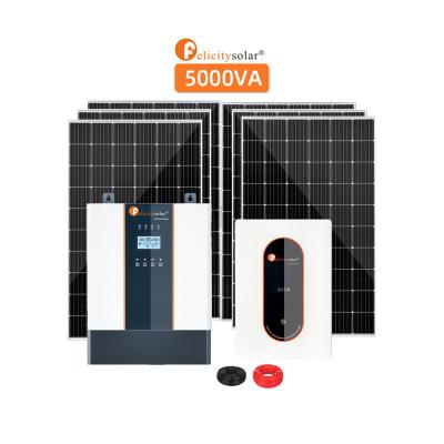 China Home electric car lifepo4 battery solar power system 5 KW solar generator storage power supply panels system for sale