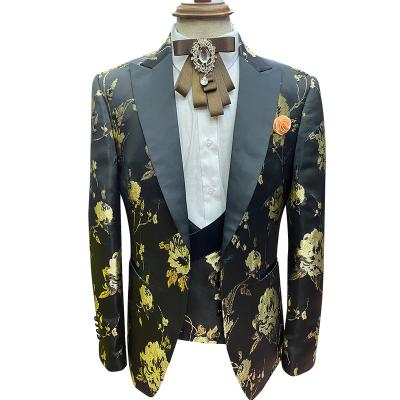 China Anti-wrinkle mens printed suits for wedding slim fit america designer blazers vest breeches patterned 3 piece mens tuxedo suit sets for sale