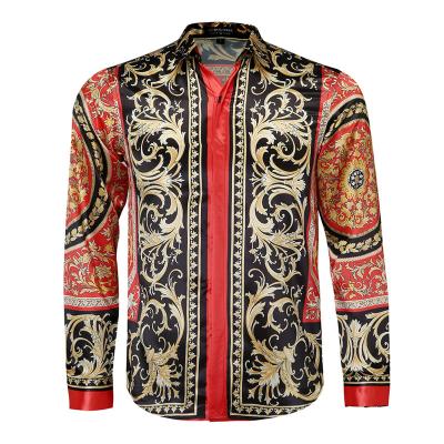 China Hot Sale OEM Custom Logo Anti Shrink Printed Acetate Long Sleeve Clothing Designer Fashionable Casual Smart Shirts Men's Custom Printing Shirts for sale