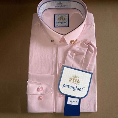 China Guang Zhou factory Europe style anti-shrink cotton shirt for men's high quality casual men's pink shirt private custom made long sleeve lapel for sale