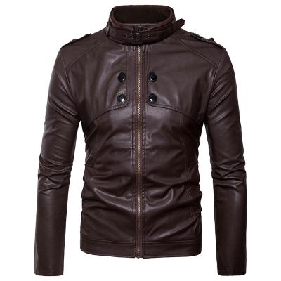 China QUICK DRY Motorcycle Leather Jacket Coat Buttons Causal Designs Fashion Biker Zipper PU Jackets Slim Mens Blazer Overcoat Leather for sale