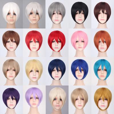 China Cheap Synthetic Wigs Short Lead Hair Lead Hair Part Wigs Anime Short Straight Cosplay Wigs With Bangs Heat Resistant for sale