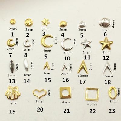 China Nail Art Decorations 3D DIY Nail Stickers Jewelry Nail Charms Alloy Shell Star Rivet Studs Metal Moon Silver Gold NAIL for sale