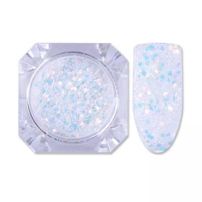 China Excellent Nail Art Effect 2g Colorful Hexagon Nail Glitter Flakes Stripes White Paillette Flakies Snowflake Glitter Powder Nail Decoration for sale