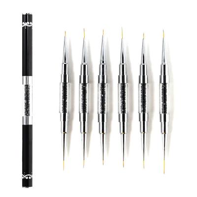 China New double-end double-end pen 1 PC nail line drawing nail line drawing paint brush drawing pen art manicure tool pull wire ultra-thin phototherapy pen metal art for sale