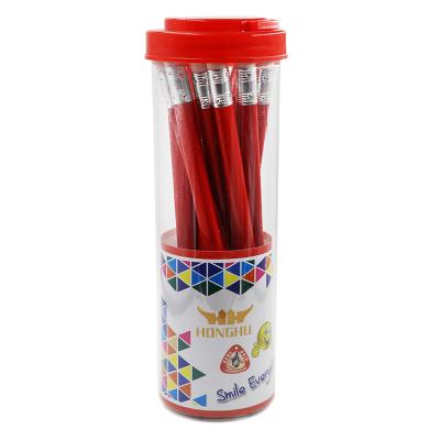 China School& Office Pencil HONGHU Red Color HUGE Pencil With Advance Packing School Office Eraser Maker Custom Set Body Logo Color Erasable for sale