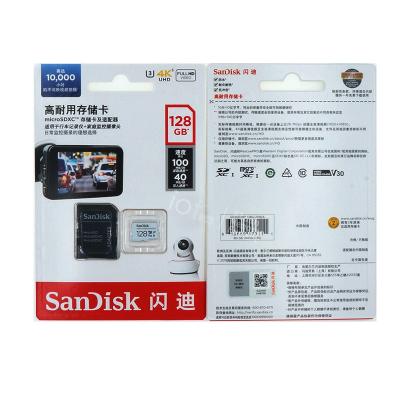 China SanDisk Hot Selling Genuine Micro Memory Card High Strength U3 V30 4K 128GB SD Card For Video Monitor Dash Camera for sale