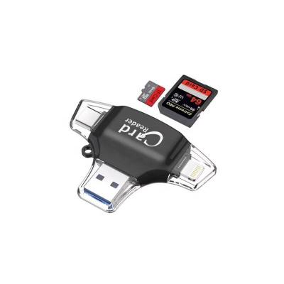 China Card Reader SD Micro Memory Card Reader 4 In 1 Connectors USB Reader IOUMR5 for sale