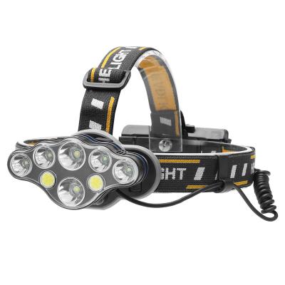 China Rechargeable Camping 6/8 LED Headlamp T6+COB+XPE 8 Modes Headlamp Flashlight Waterproof Fishing Lamps for sale