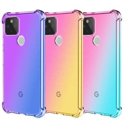 China Shockproof Gradient Clear Phone Case For Google Pixel 5 XL 4A 5G 4 Airbag 4XL Protect Soft Silicon Shockproof Back Cover for sale