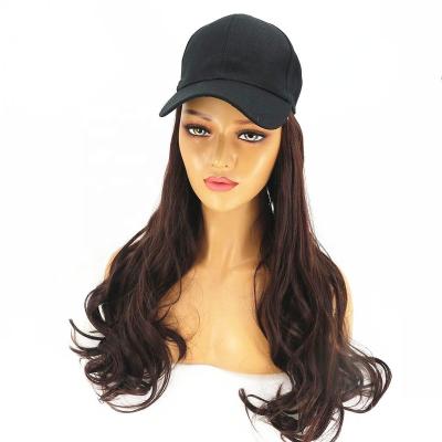 China New Cotton Women Wig Caps Wavy Hair Extensions With Black Cap Baseball Cap All-in-one Female Cap for sale