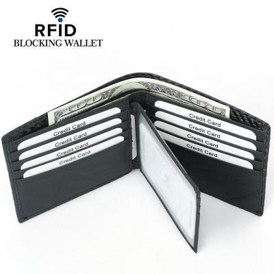 China New Anti-theft Carbon Fiber PU ID Credit Card Triple RFID Leather Holder Blocking Driver License Purse Wallet Cover for sale