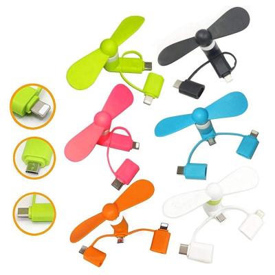 China Remote 3 in 1 Type - C USB Mini Fan Portable Mobile Phone Fan for Android Mobile Phones for iPhone for sale