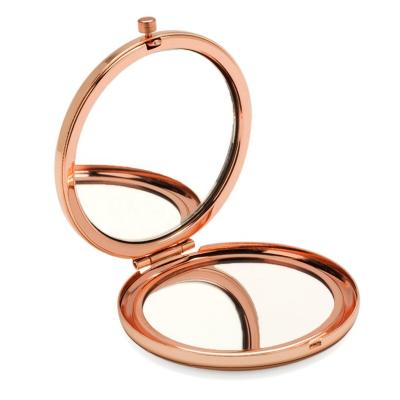 China Stainless Steel Rose Gold Round Double Sides Non-Specific Makeup Contract Mirror Portable Cosmetic Mirrors for sale