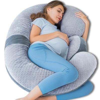 China Body support It is best to design a gray full-body C-type pregnant pillow maternity pillow for sale