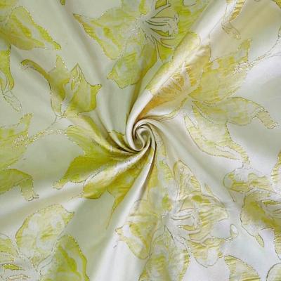 China Double Faced 184gsm 3D Jacquard Floral Brocade Fabric Metallic Beauty Skirt Fabric for sale