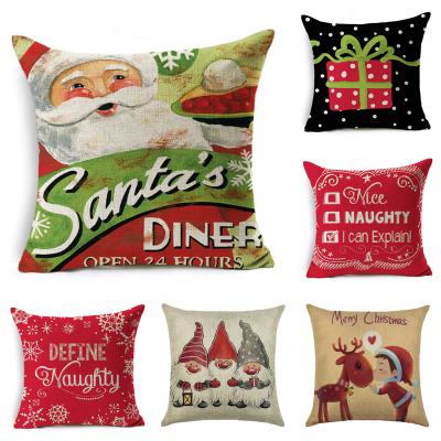 China 45*45cm Cotton Canvas Christmas Snowman Folded Bed Sofa Cushion Covers for sale