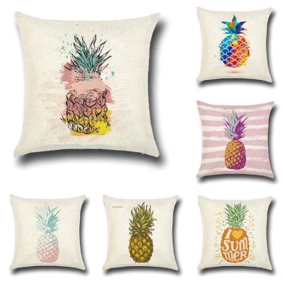 China Folded Pineapple Handpainting Pillow Covers Cotton Canvas Digital Printed Decorative Pillow for sale