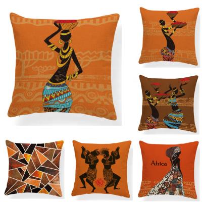 China Decorative Folded Africa Design Cotton Linen Square Tiles Cushion Covers for sale