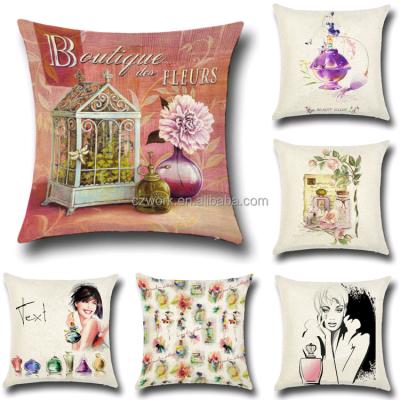 China Perfume Printed Pattern Folded Design Printed Decorative Cushion Cover for sale