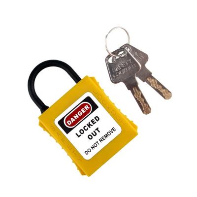 China PA nylon thermoplastic dielectric different sizes and various colors safety padlocks with key locked for industrial lockout-tagout for sale