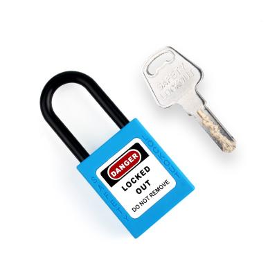 China Nylon Shackle And Body Keyed Alike Lockout 38mm Blue Nylon Security Padlock for sale