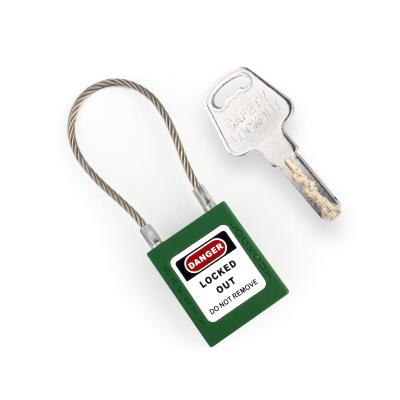 China PA stainless steel security cable nylon padlock with key locked for custom coding and industrial equipment lockout laser labe for sale