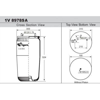 China BPW Axle Air Shock Lobe/Aborber Rolling Style 1V 8978SA Springs Suspension Spring For Semi Trailer Contitech 881MB/Goodyear 1R14-708/Meriter MLF7066 for sale