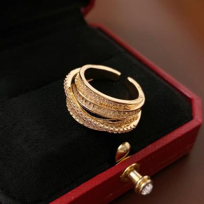 China TRENDY Fashion Latest Designs Gold Plated CZ Wedding Rings for Women & Men's New Model Promise Jewelry for sale