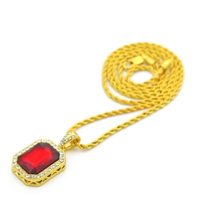 China Exquisite Lead Free Nickel Free Twist Chain Cuban Chain Necklace 18k Zircon Stainless Steel Gemstone Jewelry Necklace 18k Gold Plated Square Cubic Zirconia Neckl for sale