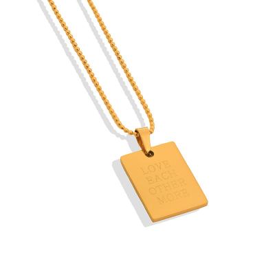 China Vintage Stainless Steel Custom Jewelry Personalized 18K Gold Pendant Tags Simple Necklace OEM / ODM Design for sale