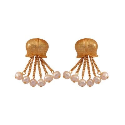 China TRENDY baroque pearl earrings geometric jewelry for women bridal girls for sale