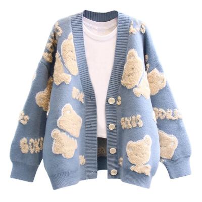 China Anti-wrinkle 2023 Custom OEM & ODM Women sweater Jacquard knitwear Girls knit winter long Sleeve  clothes Knitted Cardigan sweater women for sale