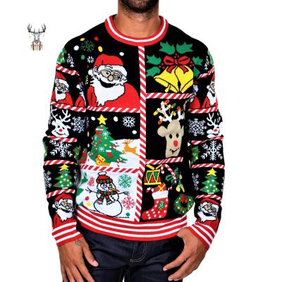 China Anti-pilling Autumn Winter Latest Designer Knit Santa Custom Ugly Christmas Pullover Sweater for sale