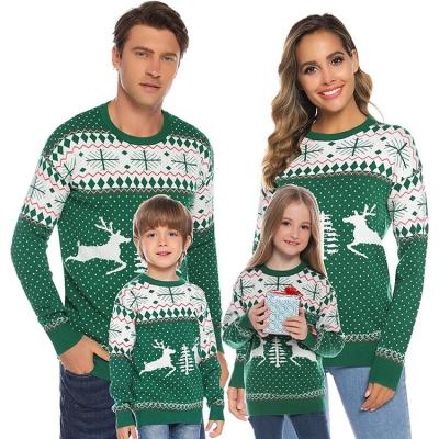 China Anti-wrinkle Custom christmas sweater knitted family Pullover jacquard jumper unisex ugly christmas sweater family for sale