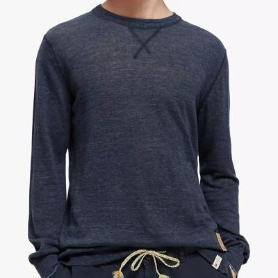 China Anti-wrinkle Custom Casual Lightweight Knit Pullover Round Neck Long Sleeve Men's Fashion Knit Top for sale