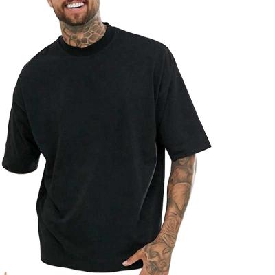 China Hot Sales 100% Men's T-shirt QUICK DRY Cotton Solid Color Mens Black Oversized Shirts Fashion O-Neck Dropped Shoulder T Shirts for sale