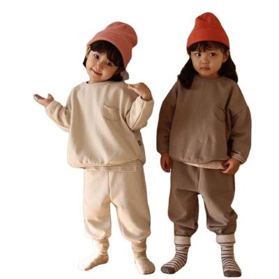 China Solid Color Anti-Shrink Children's Suit Autumn Children's Cotton Sweater Long Sleeve Suit for sale