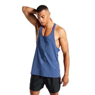 China custom Anti-wrinkle plain dyed mens workout gym tank top plus size cotton spandex mens tank tops for sale