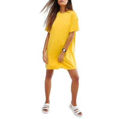 China 2022 Anti-Static Fashion Solid Color High Quality Breathable Casual Women Custom Blank Logo T-shirt Dress for sale