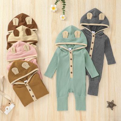 China Wholesale Autumn Solid Color Cotton Spring Long Sleeve Fashion Soft Hoodie Baby And Boy Overalls One Piece Romper for sale